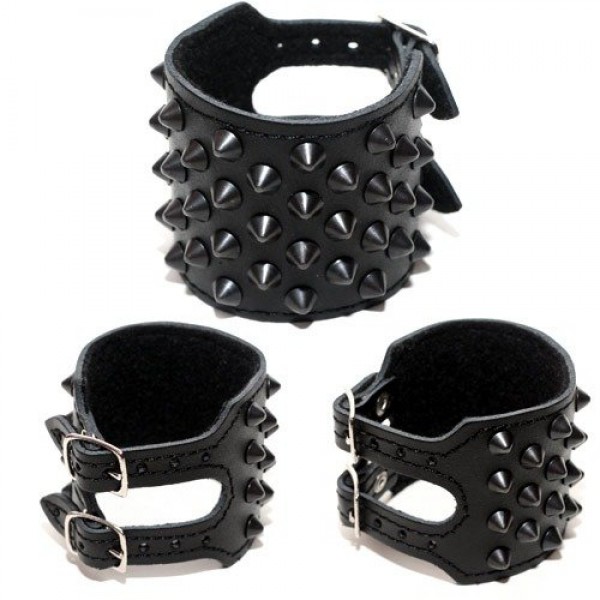 pieszczocha 7-rzędowa z ćwiekami CONE STUD black